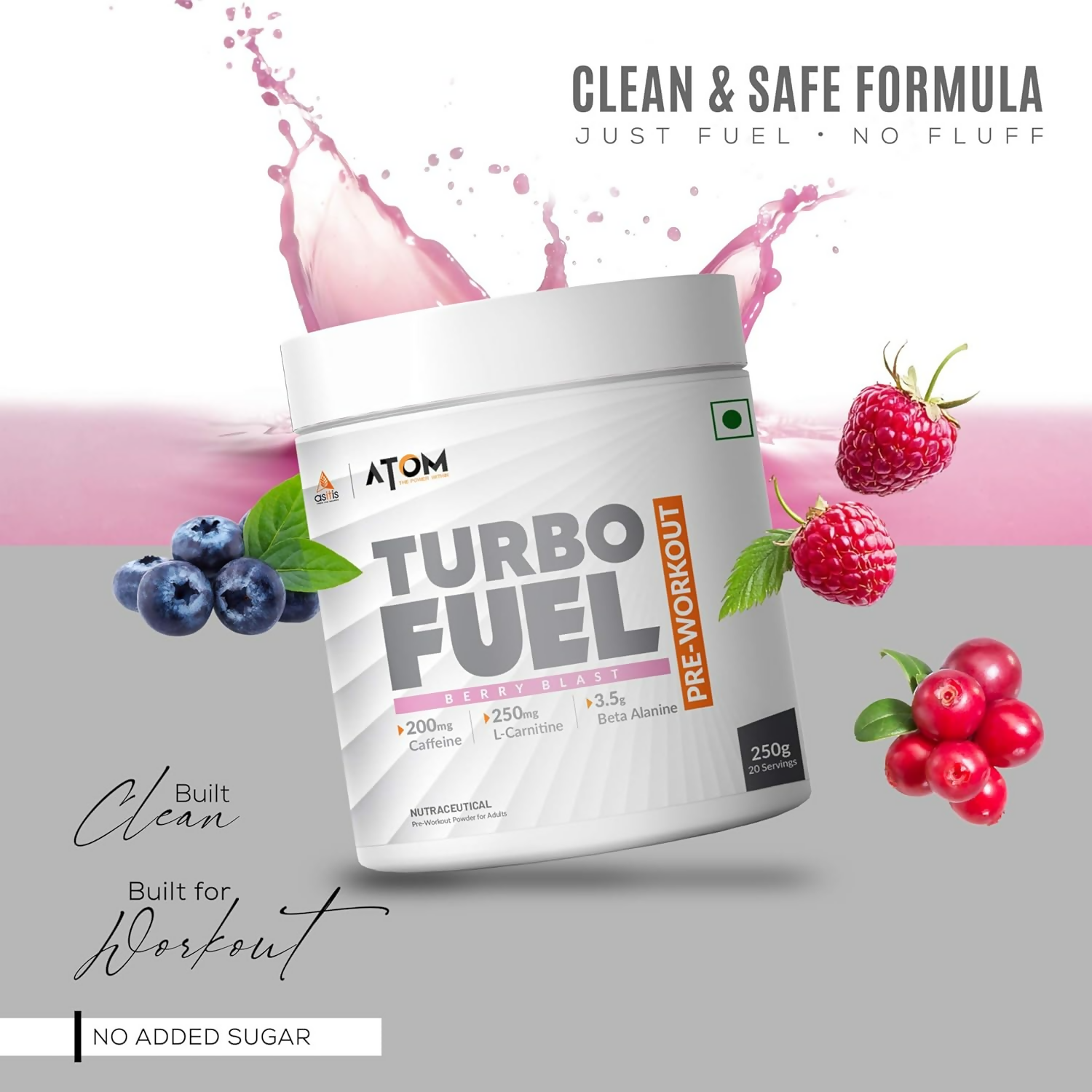As-It-Is Atom Turbo Fuel Pre-Workout Formula Berry Blast Flavour | Grocsy