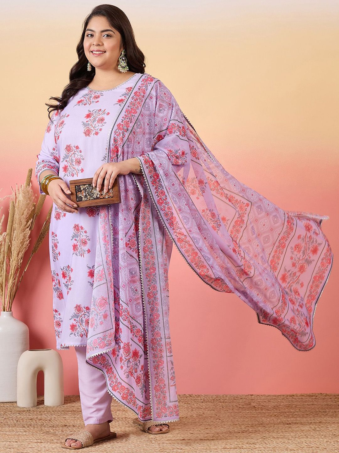 Sztori Women Floral Printed Regular Kurta with Trousers & With Dupatta | Grocsy