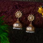 Joban Fashion Women Matte Gold Brass Jhumka | Grocsy