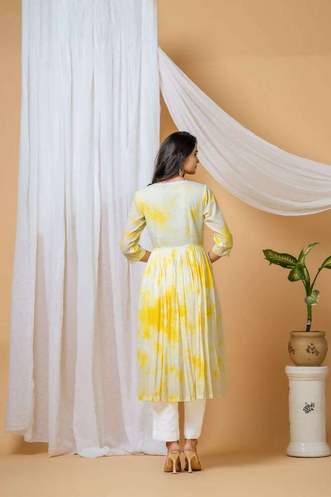 Joban Fashion Yellow Tie & Dye Kurta Pant Set | Grocsy