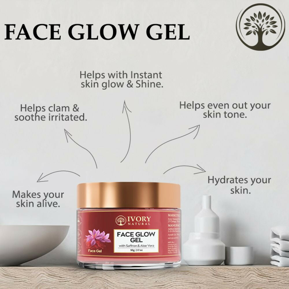 Ivory Natural Face Glow Gel For Instant Glow And Timeless Radiance, Achieve Glowing And Shiny Face | Grocsy