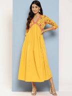 Ahalyaa Women's Traditional wear Ethnic Dress - Mustard | Grocsy