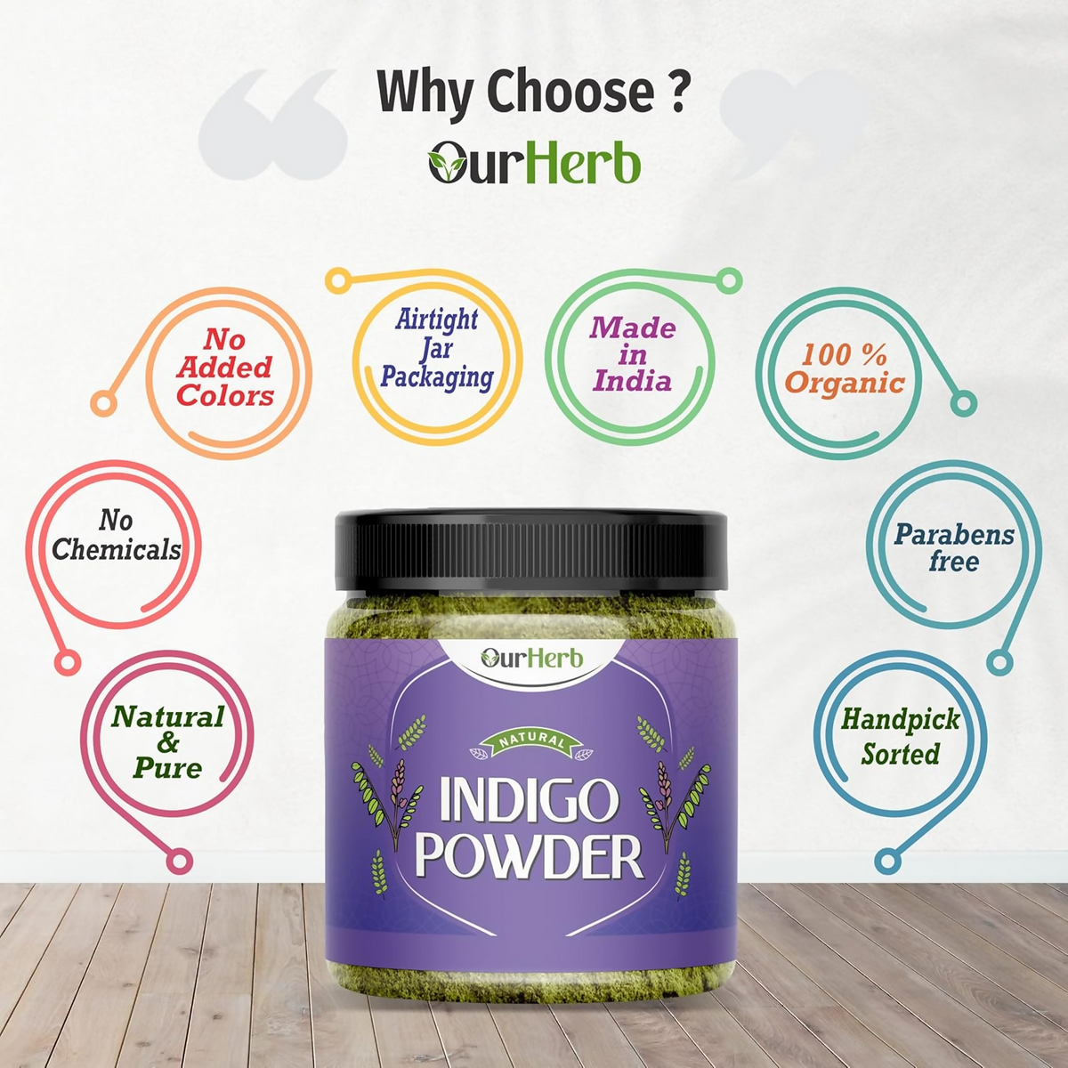 OurHerb Pure & Organic Indigo Leaves Powder For Black Hair Colour | Grocsy