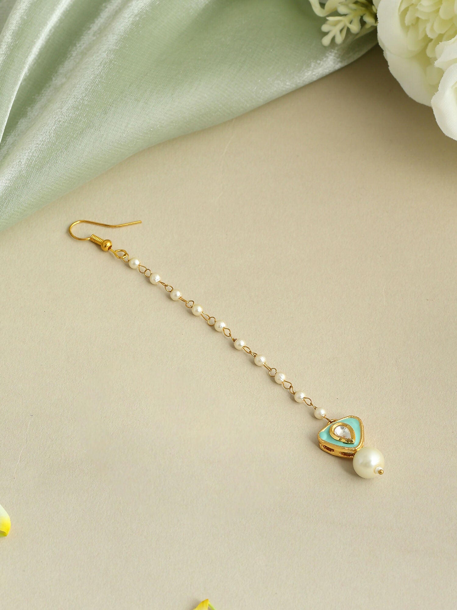 Ruby Raang Pastel Green Whisper Pearl Tikka | Grocsy