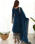 Lehenga Mart Designer Salwar Suit With Kurta, Pant, Dupatta For Women-Teal | Grocsy