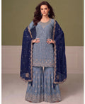 KC Heavy Chinon Sky Blue Salwar Suit For Women Ethnic Wear | Grocsy