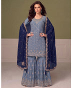 KC Heavy Chinon Sky Blue Salwar Suit For Women Ethnic Wear | Grocsy