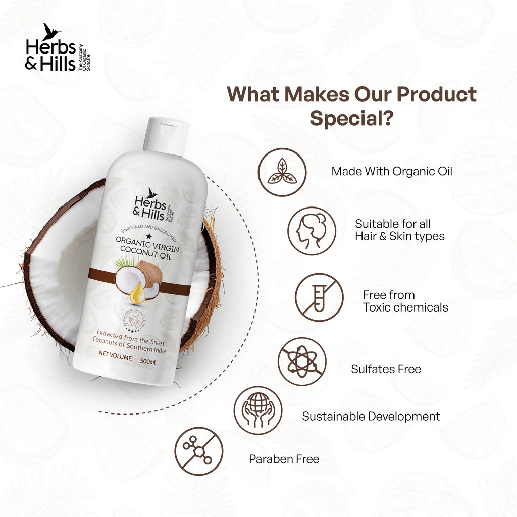 Herbs & Hills Organic Virgin Coconut Oil | Grocsy