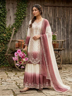 Teeya Creation New Trending Heavy Dual Tone Peding Star Georgette Pink Kurta Set | Grocsy