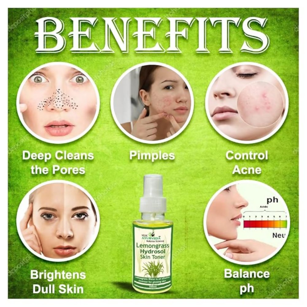 VedicAyurveda Lemongrass Hydrosol Skin Toner | Grocsy