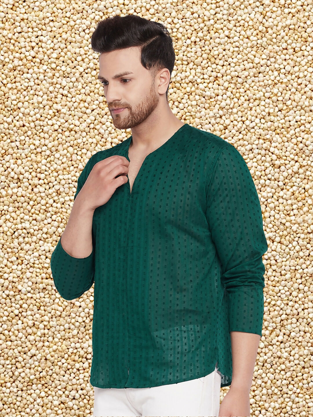 Even Apparels Men's Pure Cotton Green Kurta | Grocsy