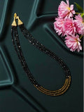 Joban Fashion Women Black Crystal Necklace In 3 Layers, Black And Mustard | Grocsy
