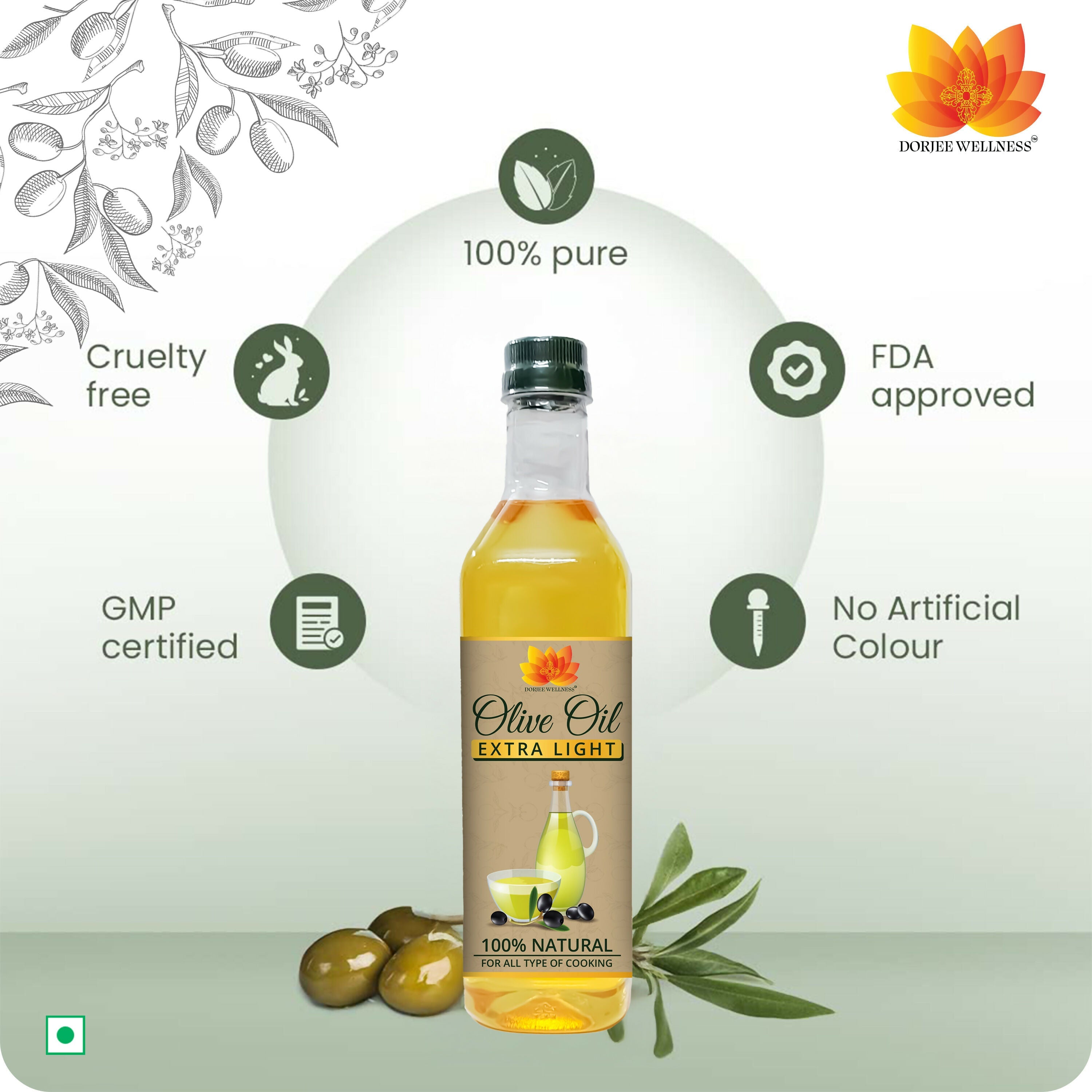 Dorjee Wellness Extra Light Olive Oil | Grocsy