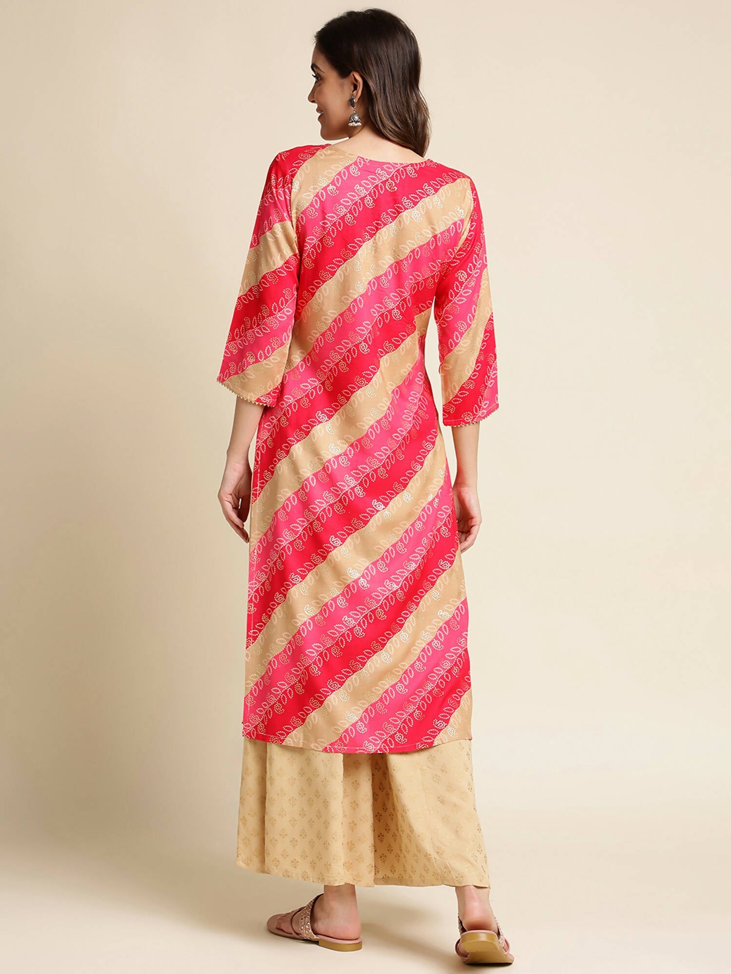 Pink Rayon Floral Printed Straight Fit Kurta - Prasuti | Grocsy