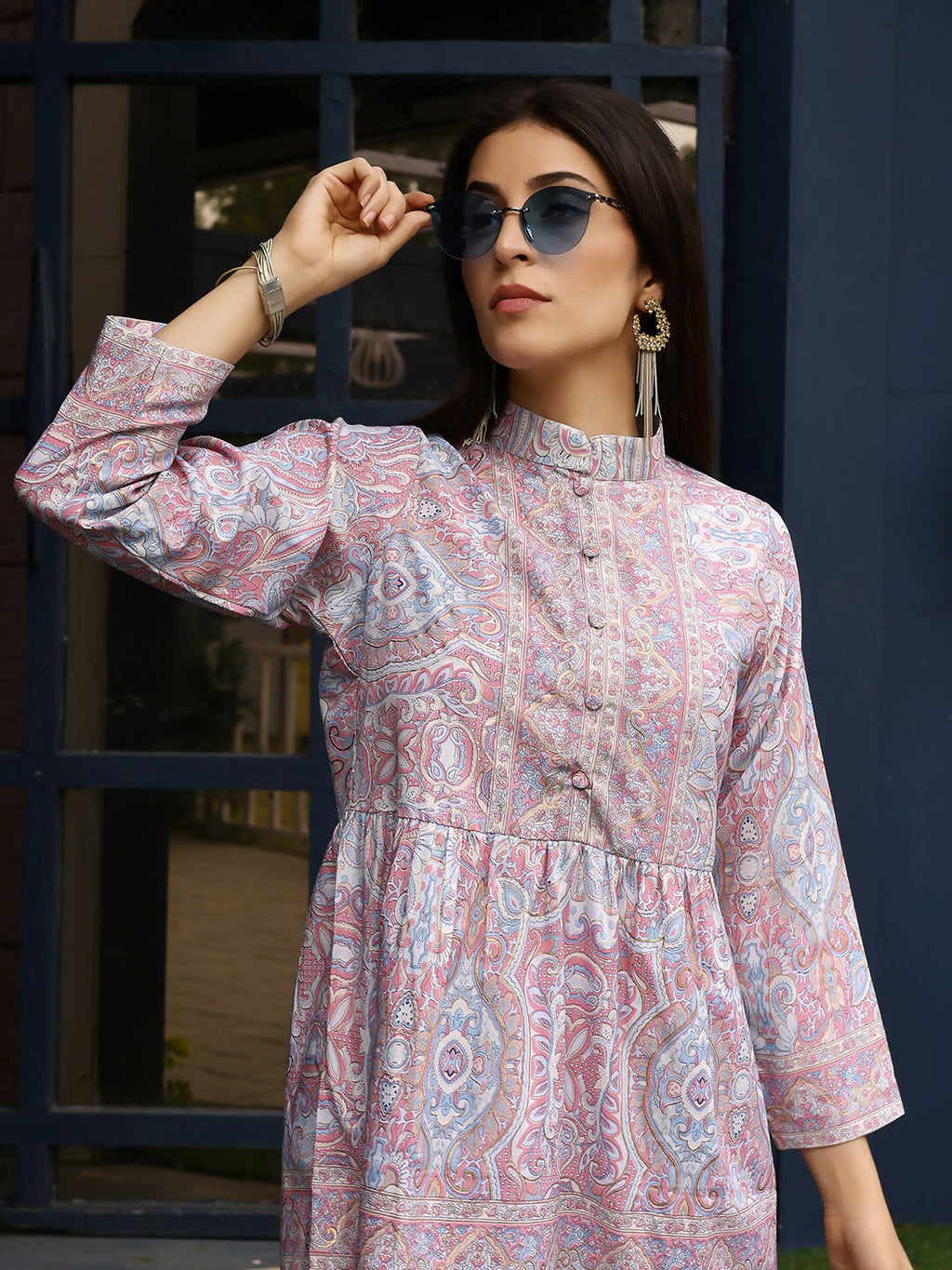 Light Pink Rayon Floral Printed Top with Matching Bottom - Eesha | Grocsy