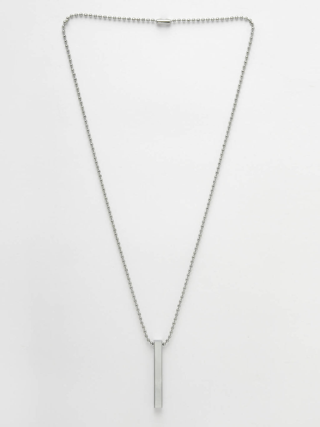 NVR Men's Silver Rhodium Plated Bar Pendant & Chain | Grocsy