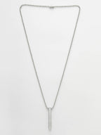 NVR Men's Silver Rhodium Plated Bar Pendant & Chain | Grocsy