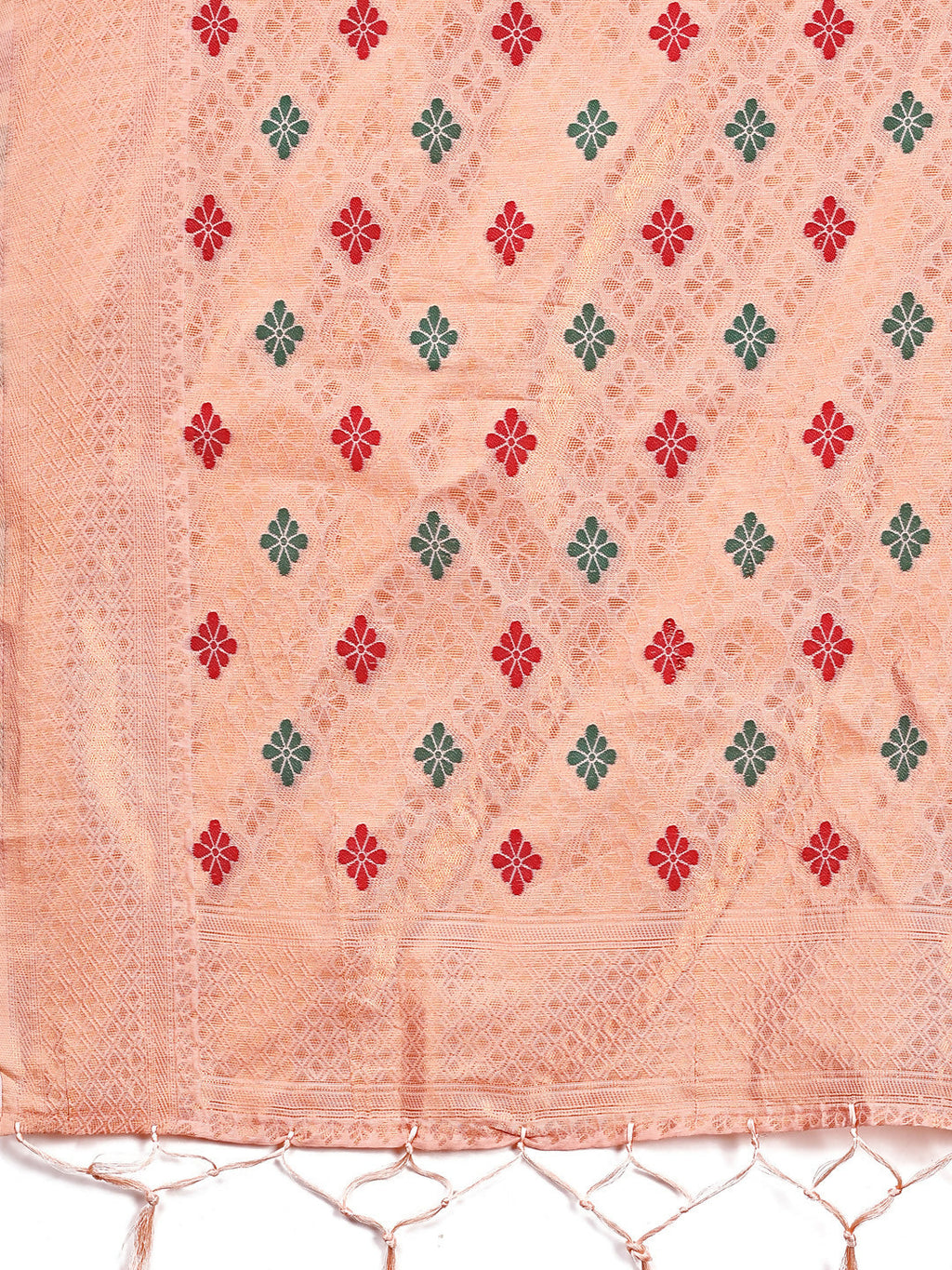 Shree Shyam Fashion Neerja Peach Linen Cotton Saree | Grocsy
