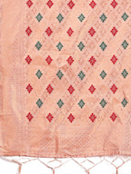 Shree Shyam Fashion Neerja Peach Linen Cotton Saree | Grocsy