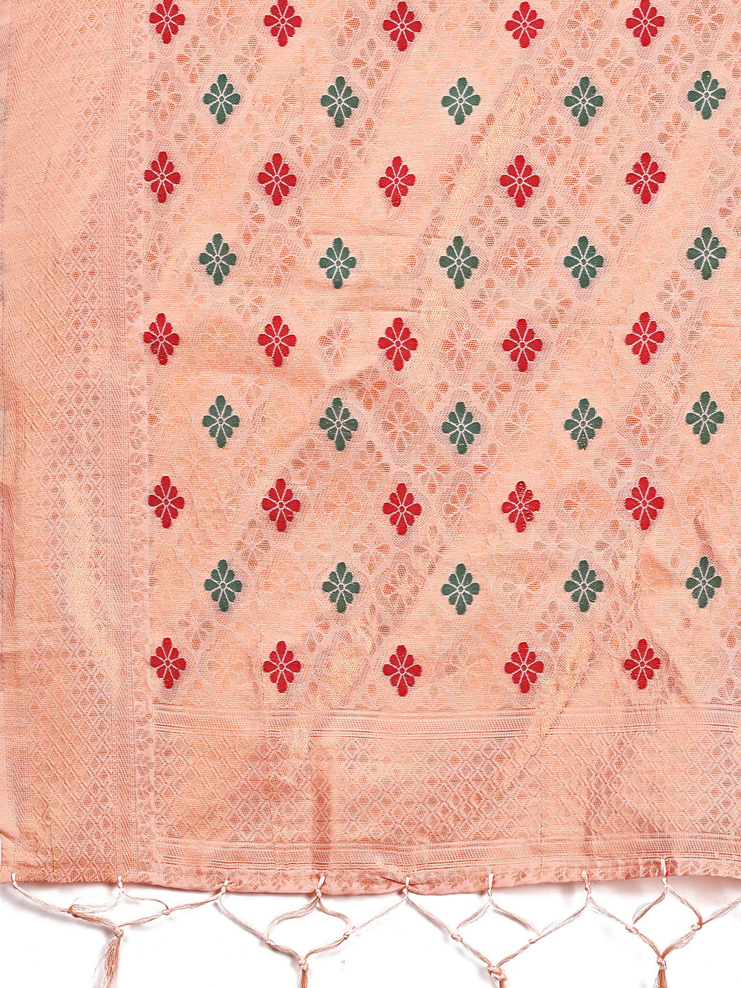 Shree Shyam Fashion Neerja Peach Linen Cotton Saree | Grocsy