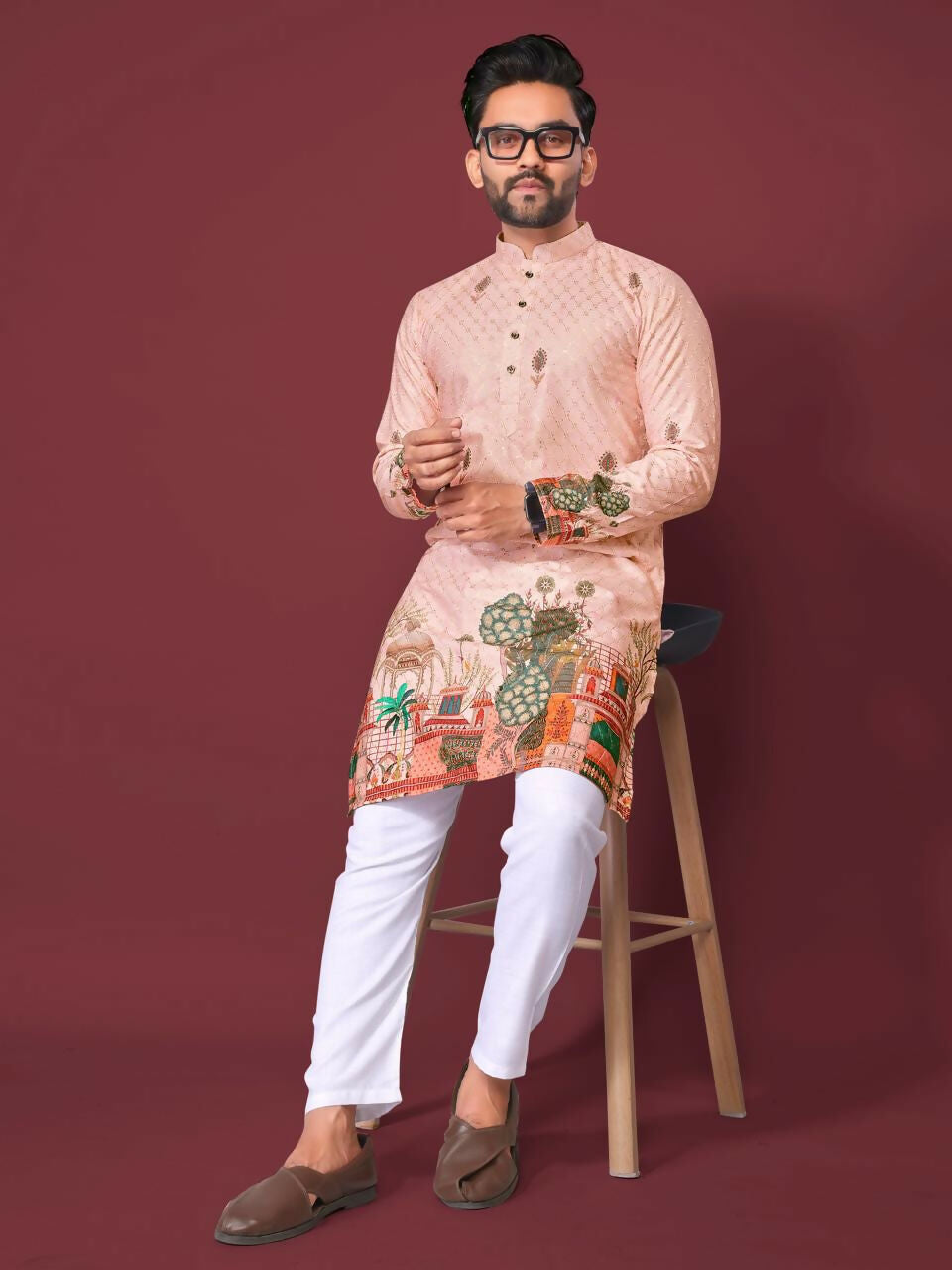 Anaita Light Pink Multicolour Kurta | Grocsy