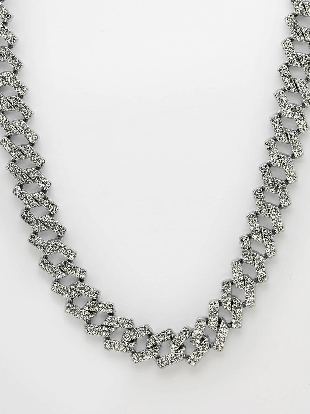 NVR Men Silver-Plated Stainless Steel American Diamond Chain | Grocsy