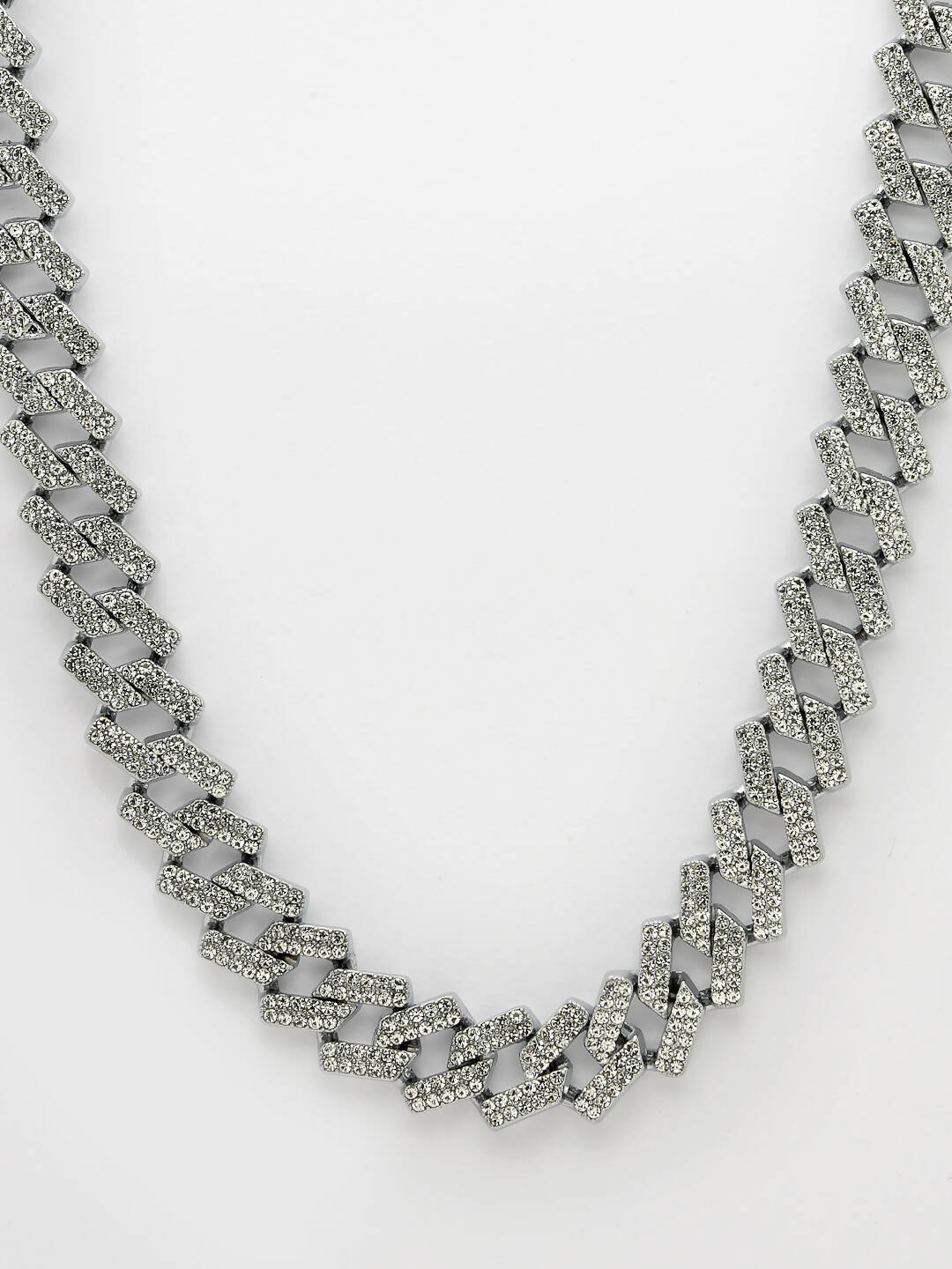 NVR Men Silver-Plated Stainless Steel American Diamond Chain | Grocsy