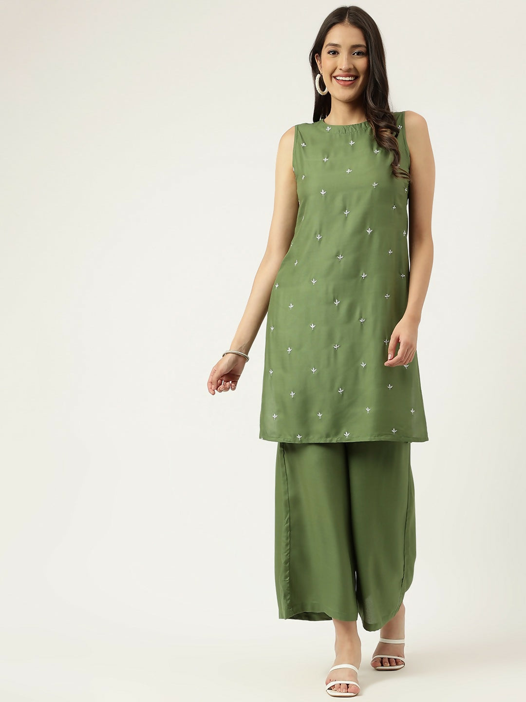 Joban Fashion Green Rayon and Embroidered Work Straight Kurta Bottom Set | Grocsy
