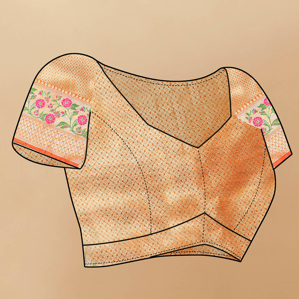 Lorenvalley Fashion Orange Soft Silk Woven Design with Zari Weaving Leheriya Design Saree | Grocsy