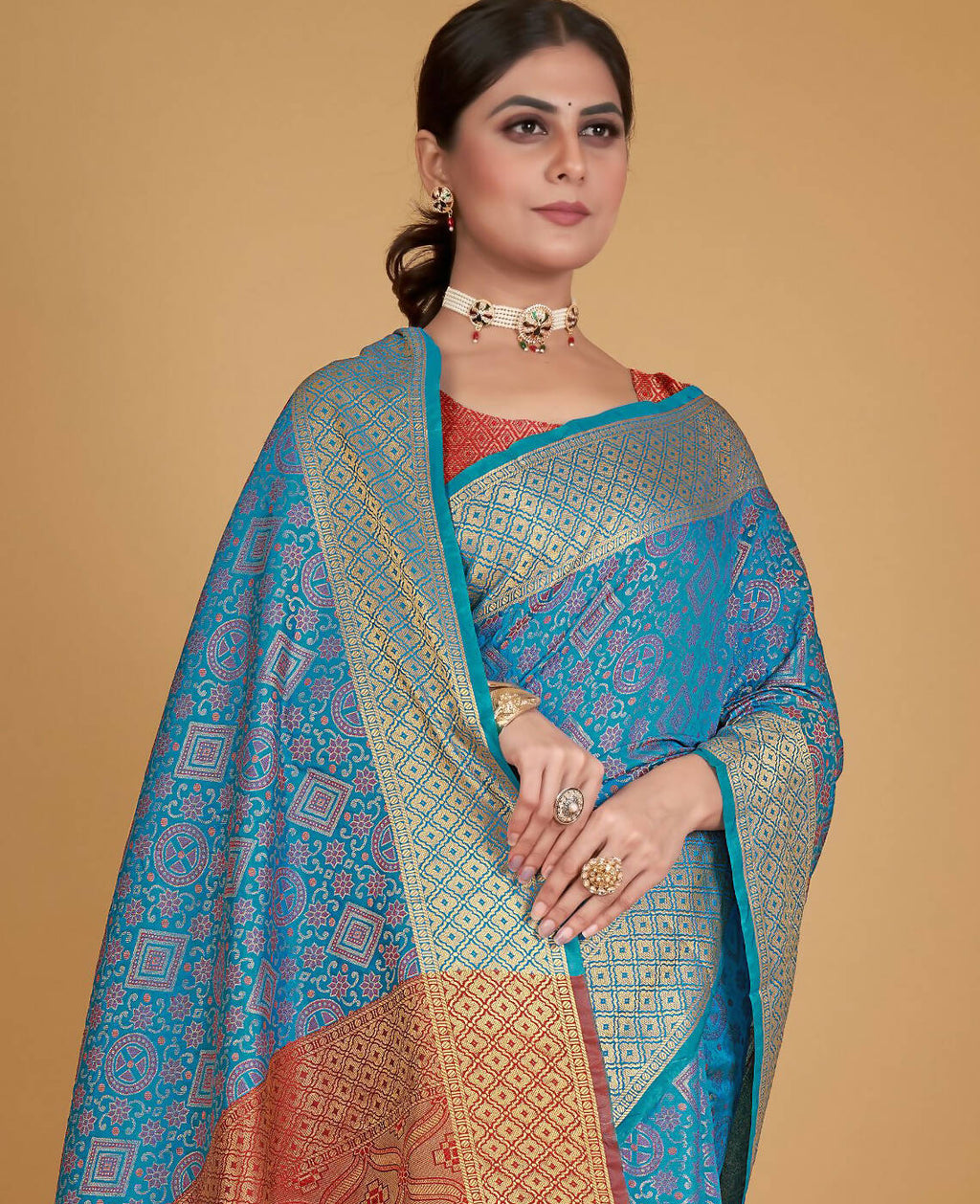 Blue Silk Woven Design Saree With Unstitched Blouse Piece - Akshita | Grocsy