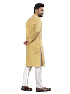 Anaita Yellow Lucknowi Work Silk Straight Kurta | Grocsy