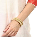 Mominos Fashion Trendy Gold-Polished With Pearls Bangles