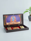 Golden Peacock Brown & Blue 24 CT Gold Foil Wooden Sri Sai Baba Pooja Box | Grocsy
