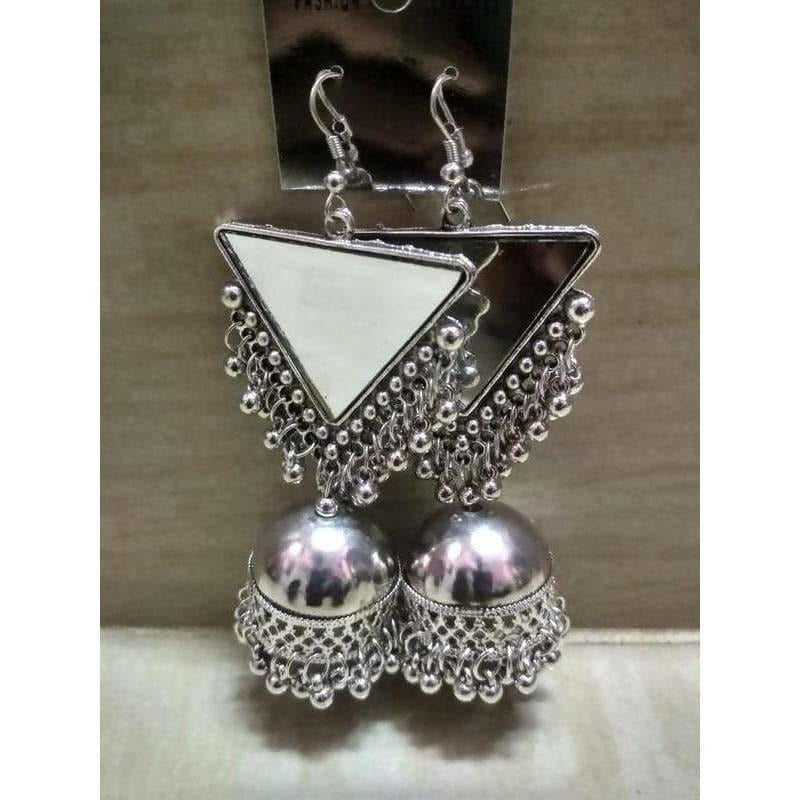 MS Fashion India Latest Fashion Silver Oxidized Mirror Design Jhumka Party wear Earrings | Grocsy