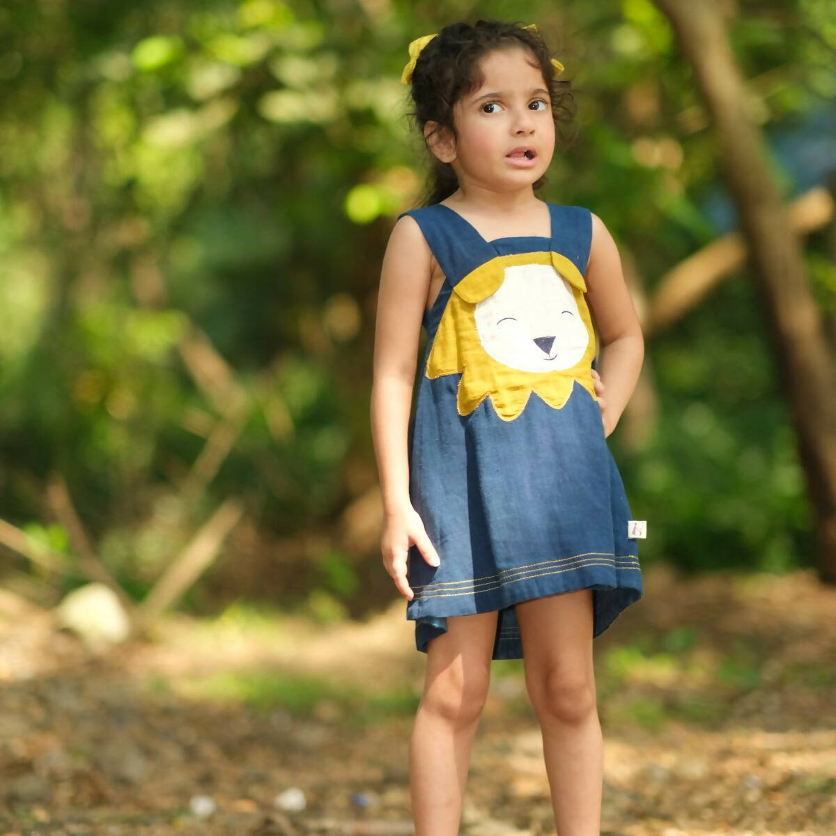 Mhyssa Blue Square Neck Sleeveless Frock | Grocsy