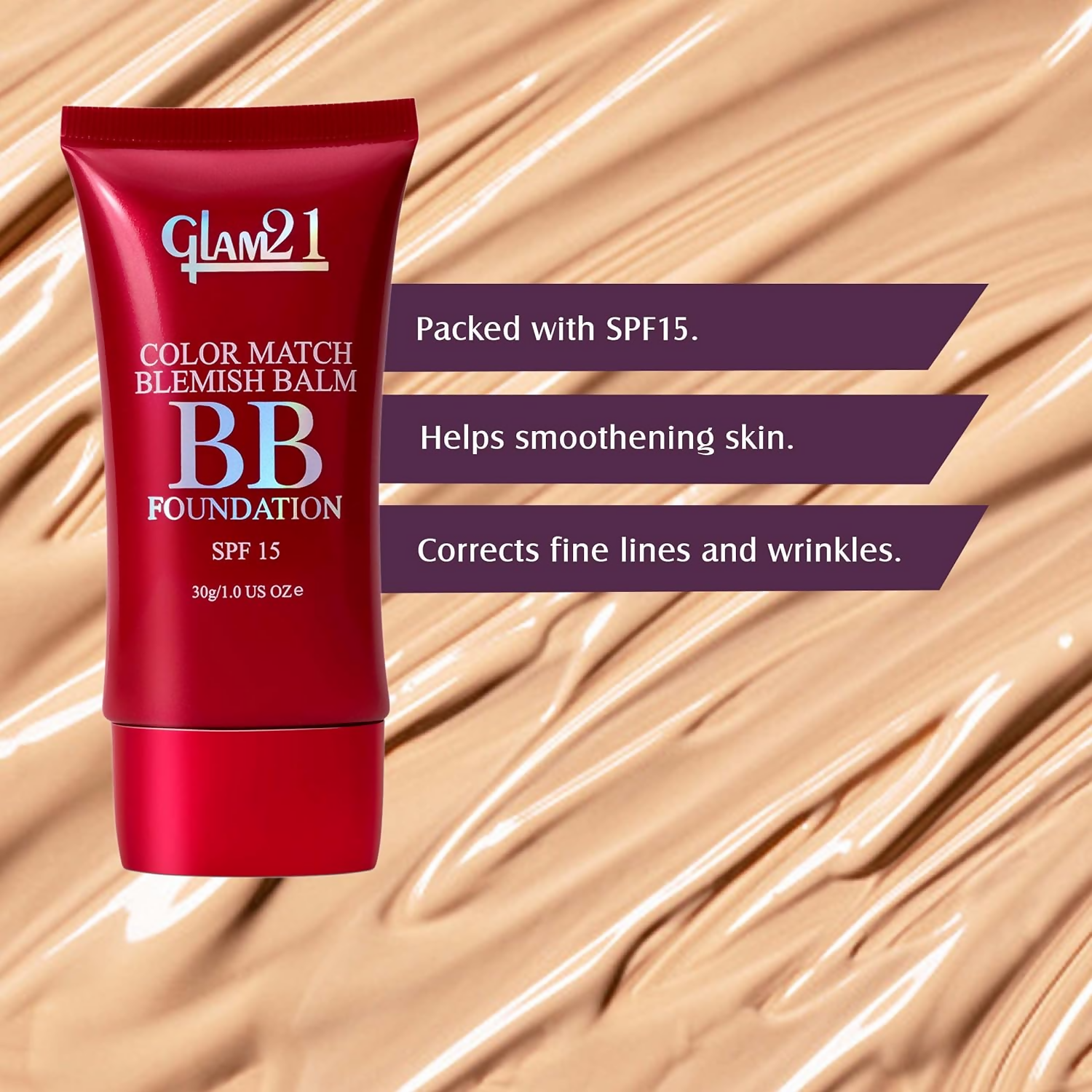 Glam21 Color Match BB Foundation SPF15 - 02 Honey Drop | Grocsy