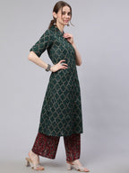 Aks Geometric Printed Pathani Cotton Kurta | Grocsy