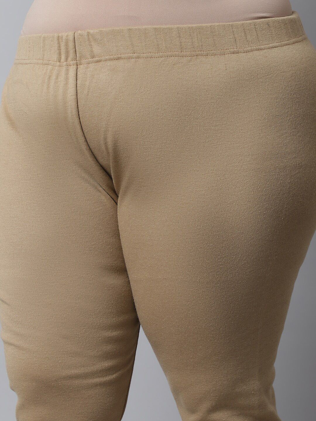 TAG 7 Women Plus size Beige Solid Leggings | Grocsy