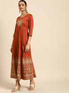 All About You Women Orange& Cream Embroidered Kurta with Dupatta | Grocsy