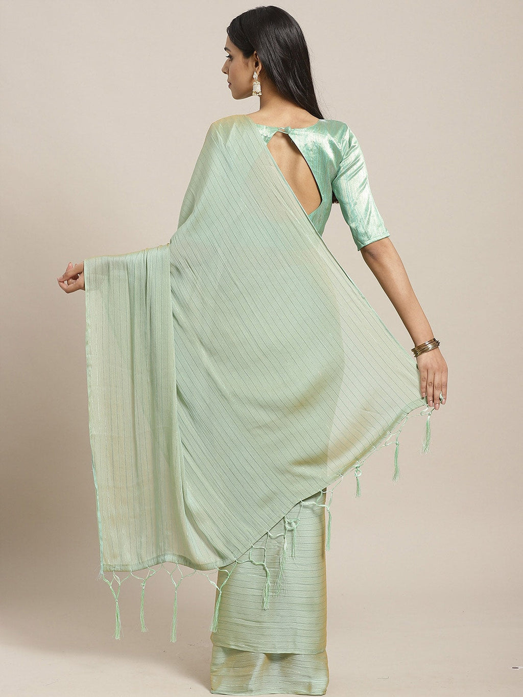 Saree Mall Women Olive Solid Saree | Grocsy