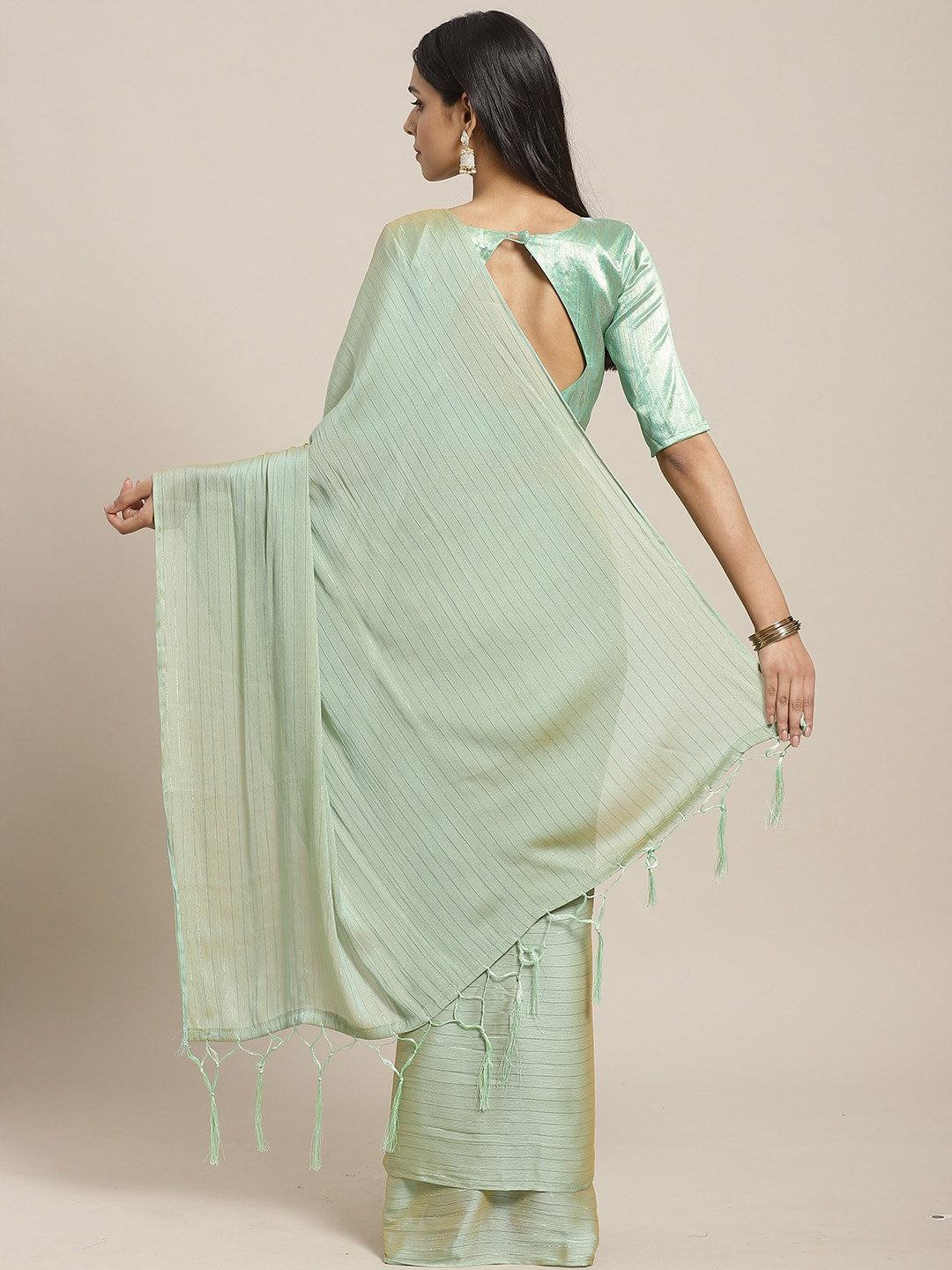 Saree Mall Women Olive Solid Saree | Grocsy