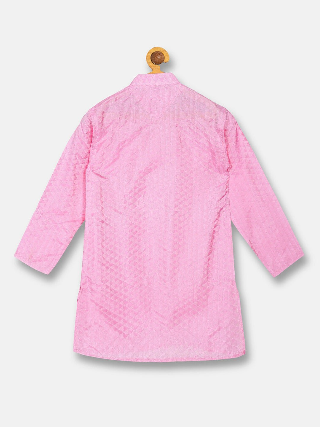 Sethukrishna Boys Pink & White Solid Shirt with Veshti Set | Grocsy