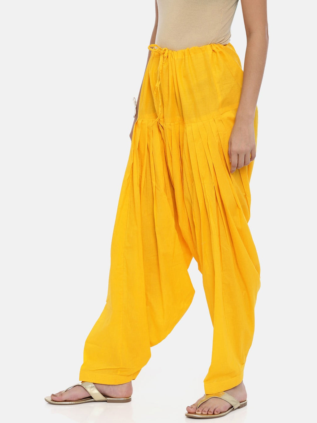 Souchii Mustard Yellow Solid Patiala | Grocsy