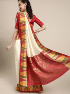 Saree Mall Off White Solid Chanderi Saree | Grocsy