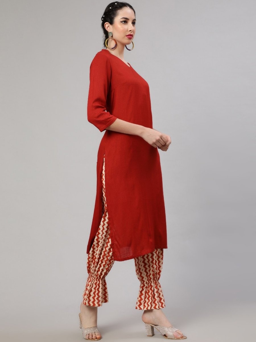 Aks Mandarin Collar Straight Kurta & Trousers | Grocsy