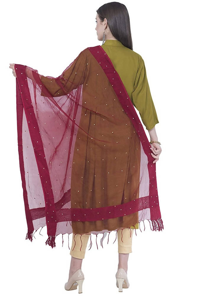 Mominos Fashion Maroon Stone Work Dupatta | Grocsy