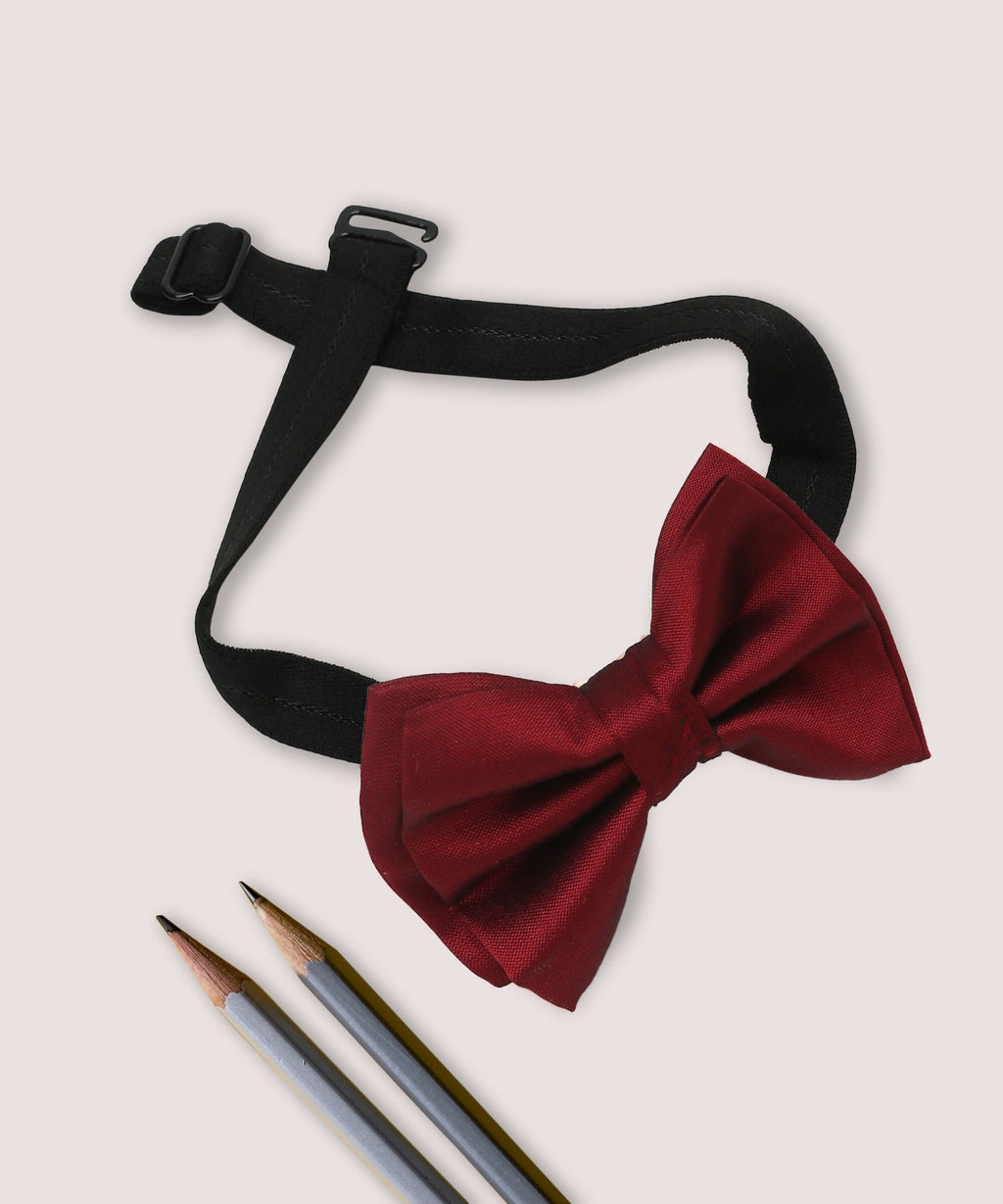 Manet Boys Solid Double Layer Bow - Maroon | Grocsy