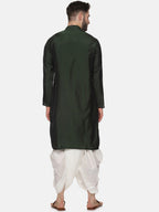 Sethukrishna Men Green Angrakha Kurta with Dhoti Pants | Grocsy