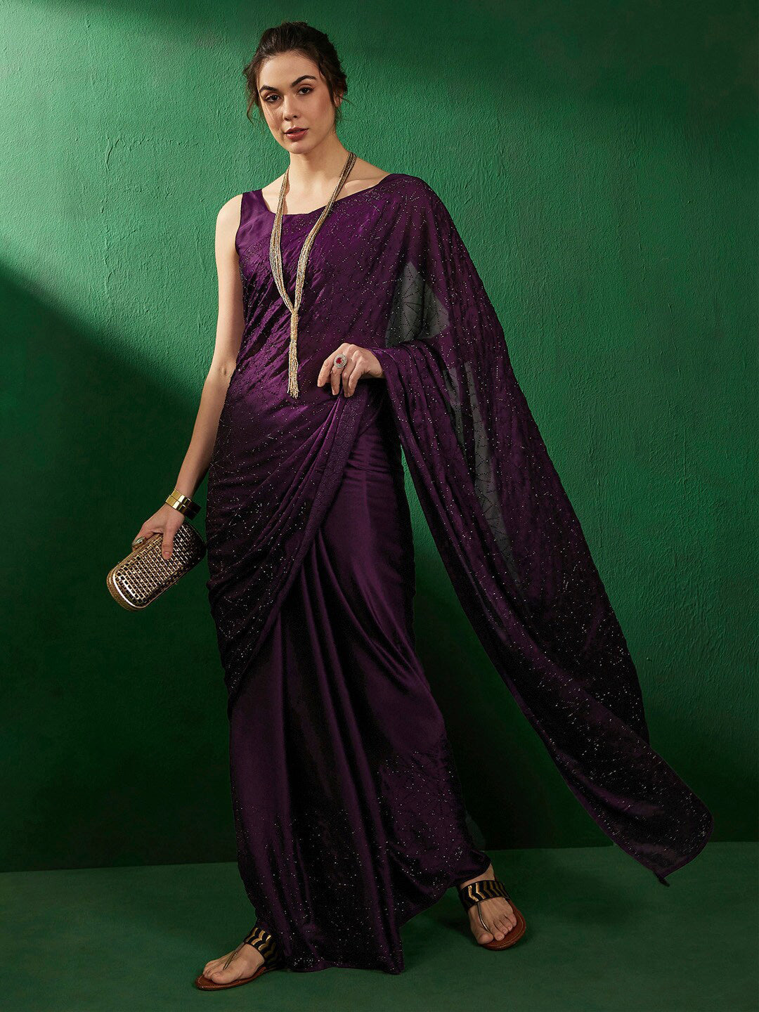 Sangria Embellished Beads and Stones Sarees | Grocsy
