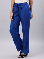 Souchii Women Blue Casual Drawstring Palazzos | Grocsy
